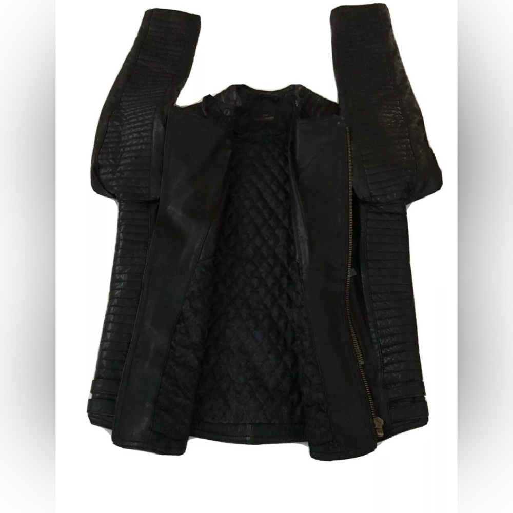 Men’s Small Scotch and Soda Black Leather Jacket - Picture 3 of 8